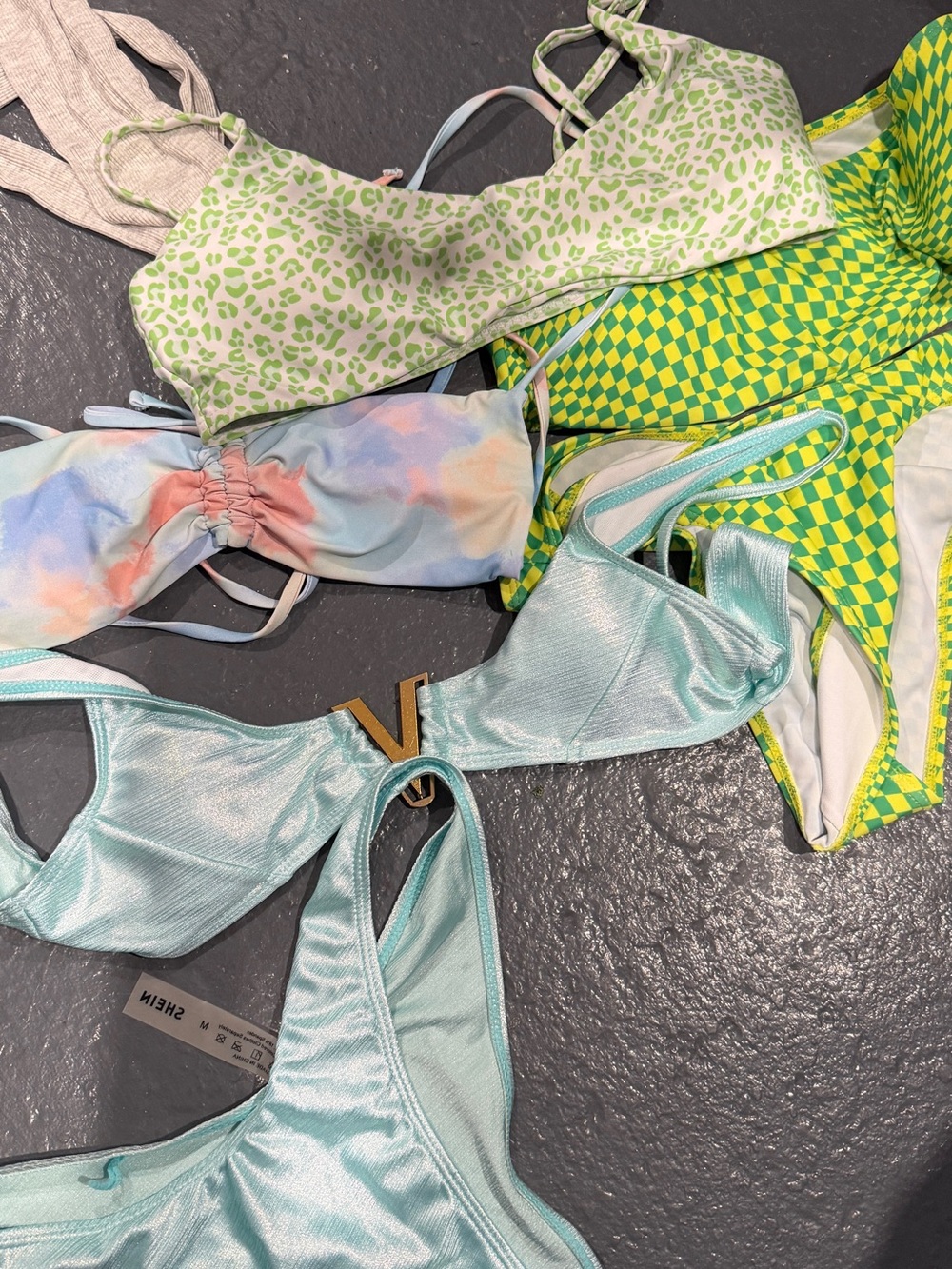Mixed Swimwear Set - Mint, Lime, Pastel Tie-Dye, Green Checker